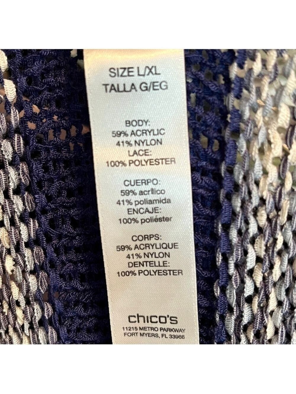Chico's Blue Crochet Knit Duster Topper Large - Picture 8 of 8